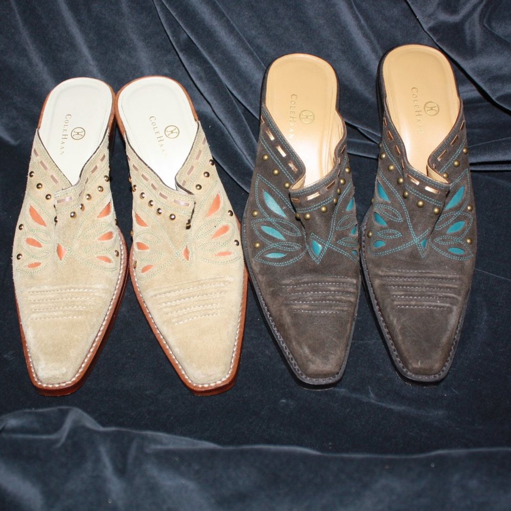 **Vintage** Cole Haan Slip on Leather Western Mules 🌵8.5